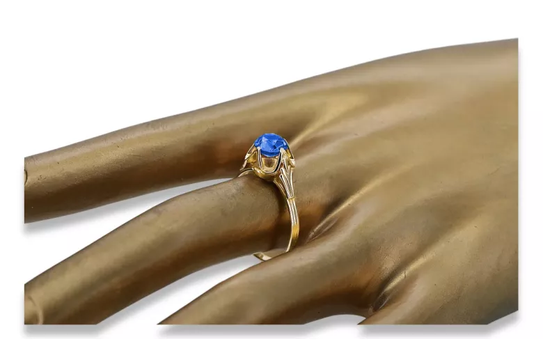 Sapphire 14K Yellow gold Ring Vintage craft vrc023y